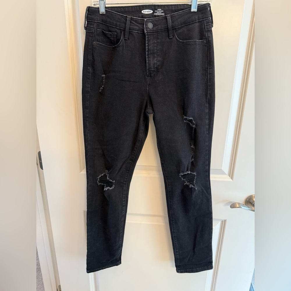 Old Navy Black Distressed Women's Jeans